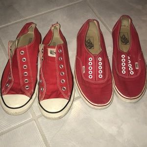 Red van and converse combo